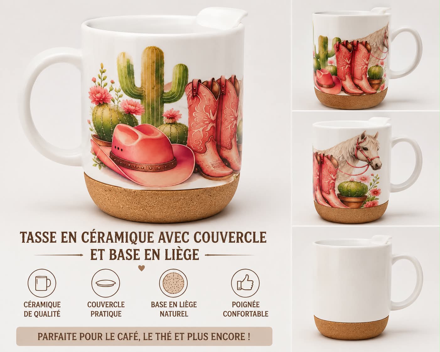 Tasse à café en céramique et liège