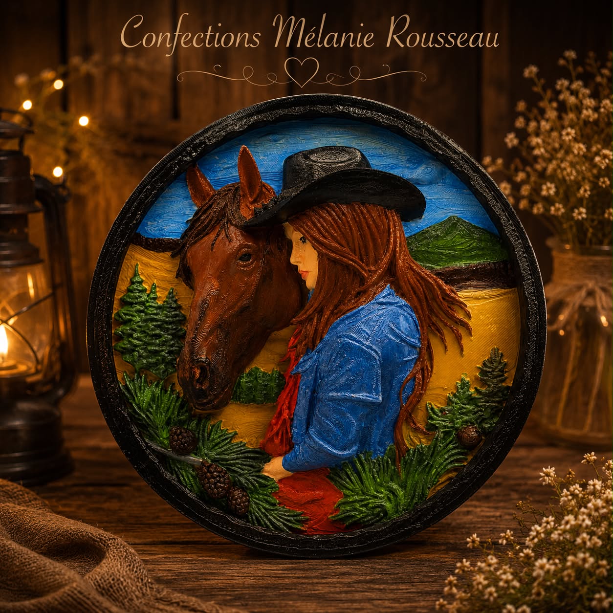 Cadre Mural de Cavalière et son cheval