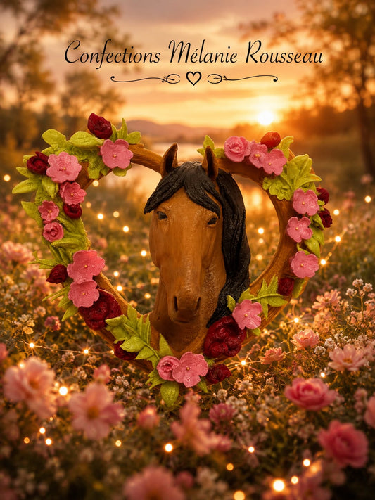 Coeur de fleurs avec cheval