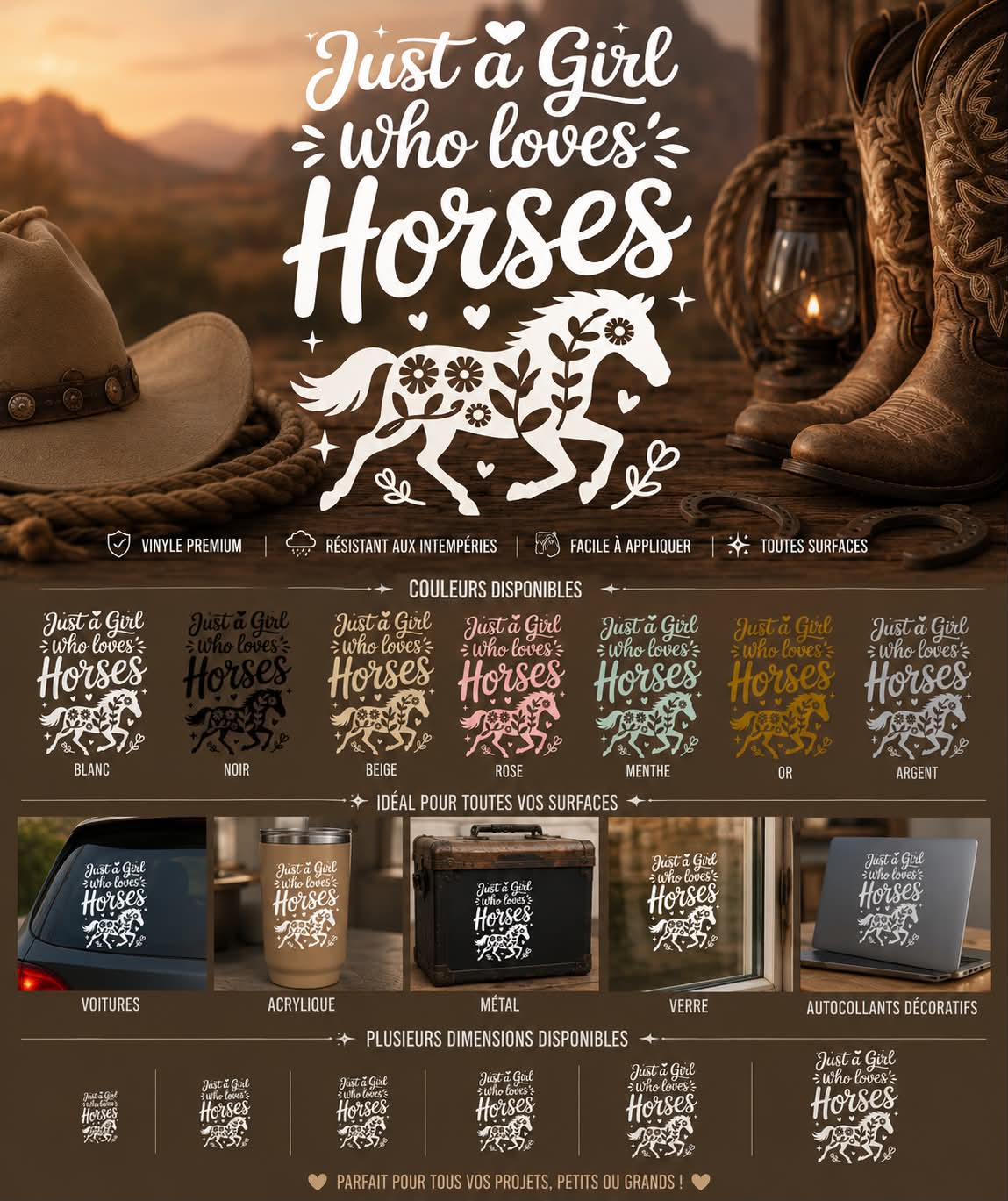 Sticker  fille qui aime les chevaux