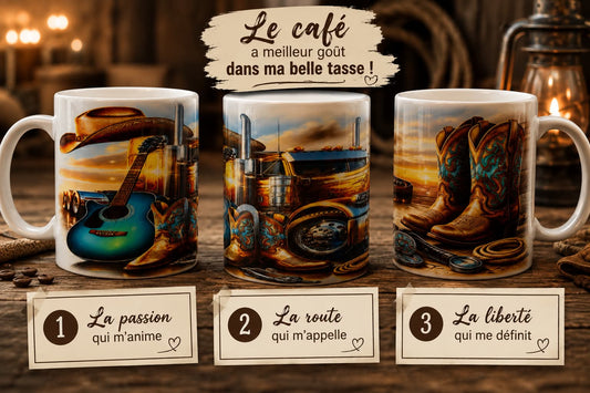 Belle tasse style western avec camion