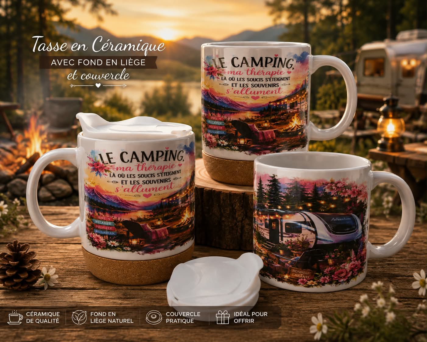 Tasse à café en céramique et liège